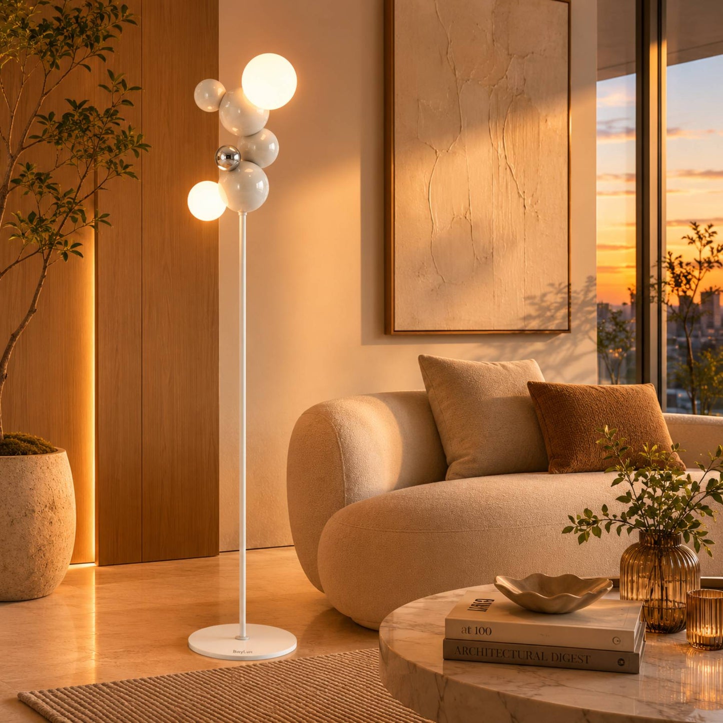 Luminária de Chão Villette | Design Escultural com Esferas de Vidro