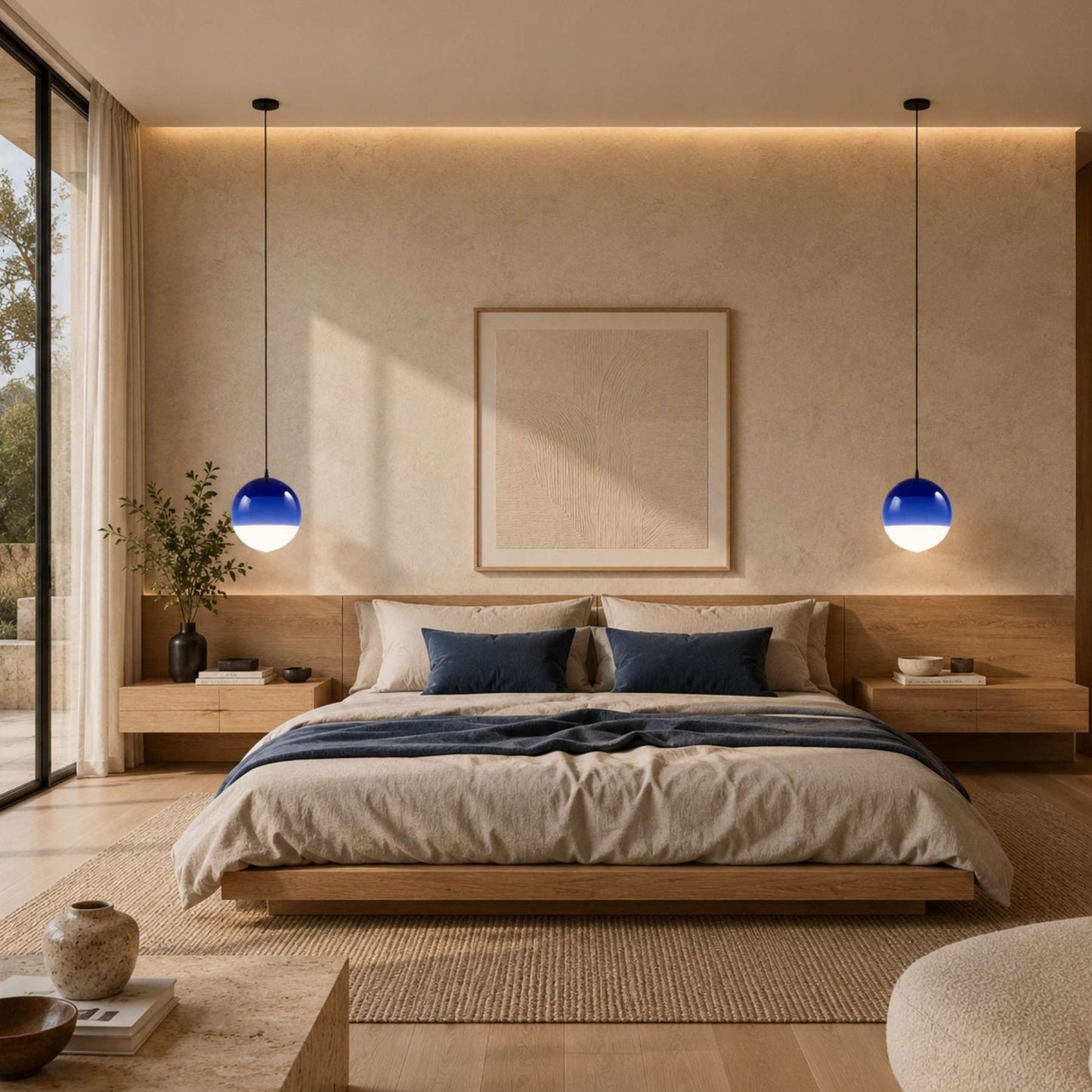 Luminária de Teto Pendente Azul Ori | Design Retrô Colorido