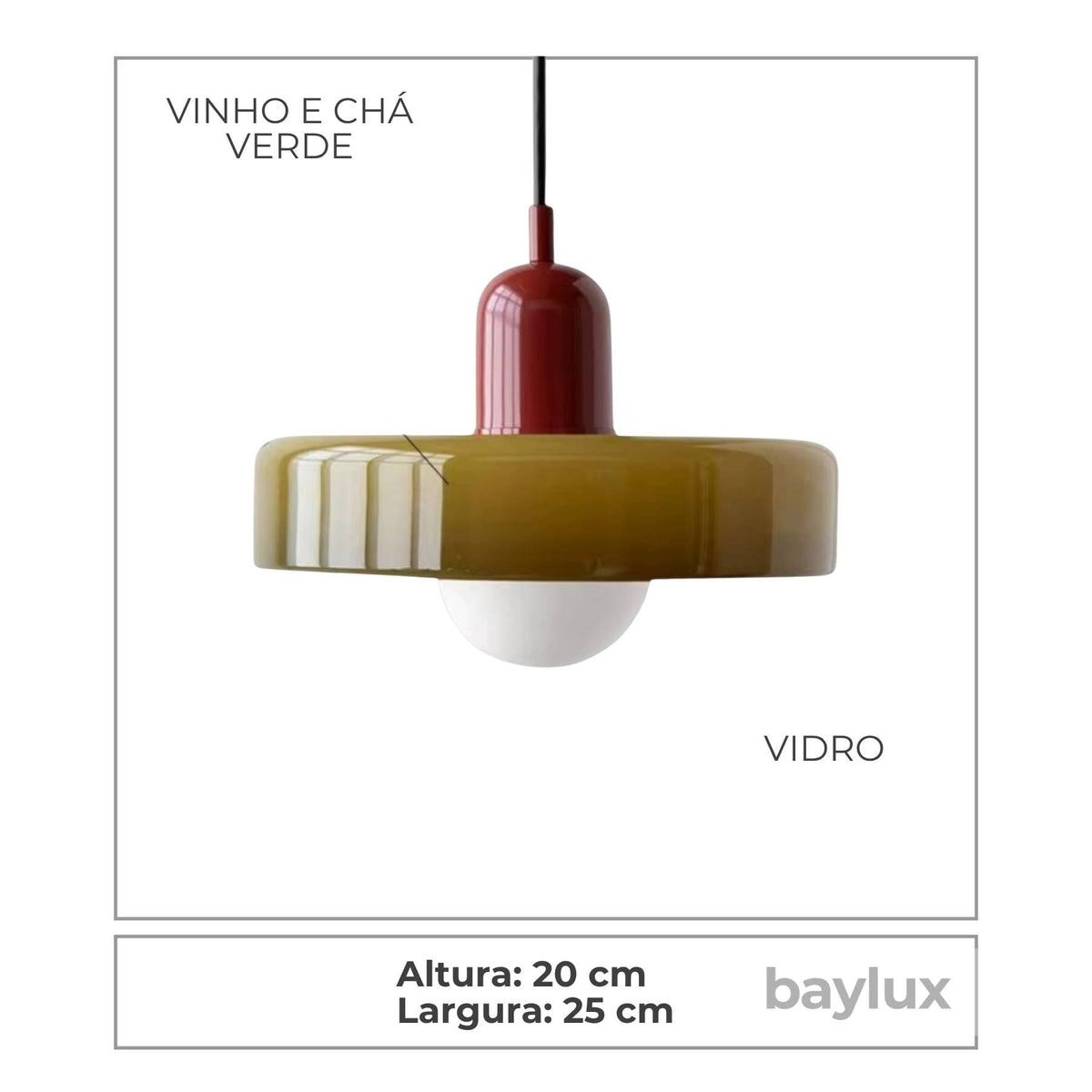 Medidas da Luminária Pendente Zen