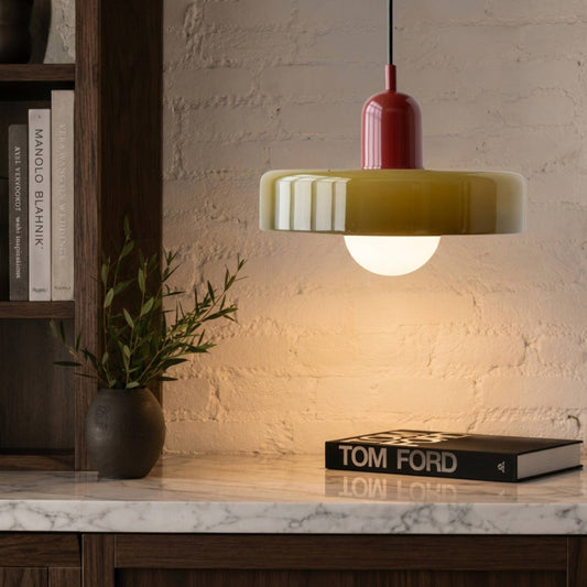 Luminária de Teto Pendente de Vidro Verde Zen