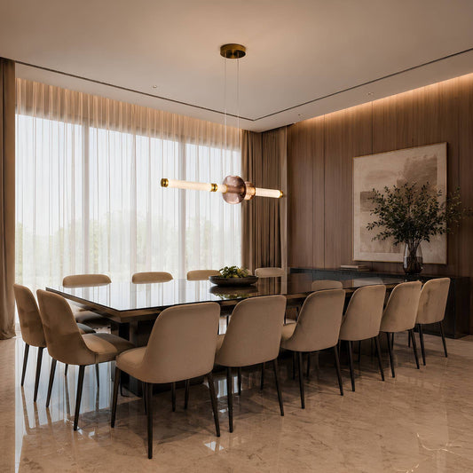 Luminária Pendente LED Dourada Lux 100 cm