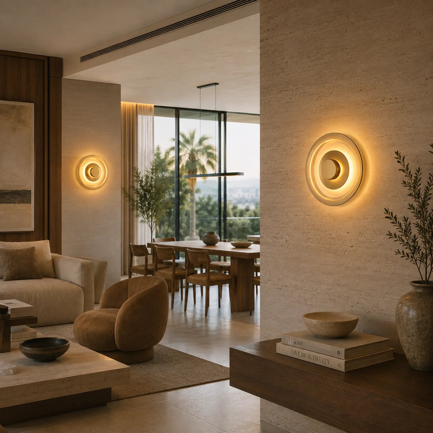 Arandelas de parede LED Champagne em ambiente amplo