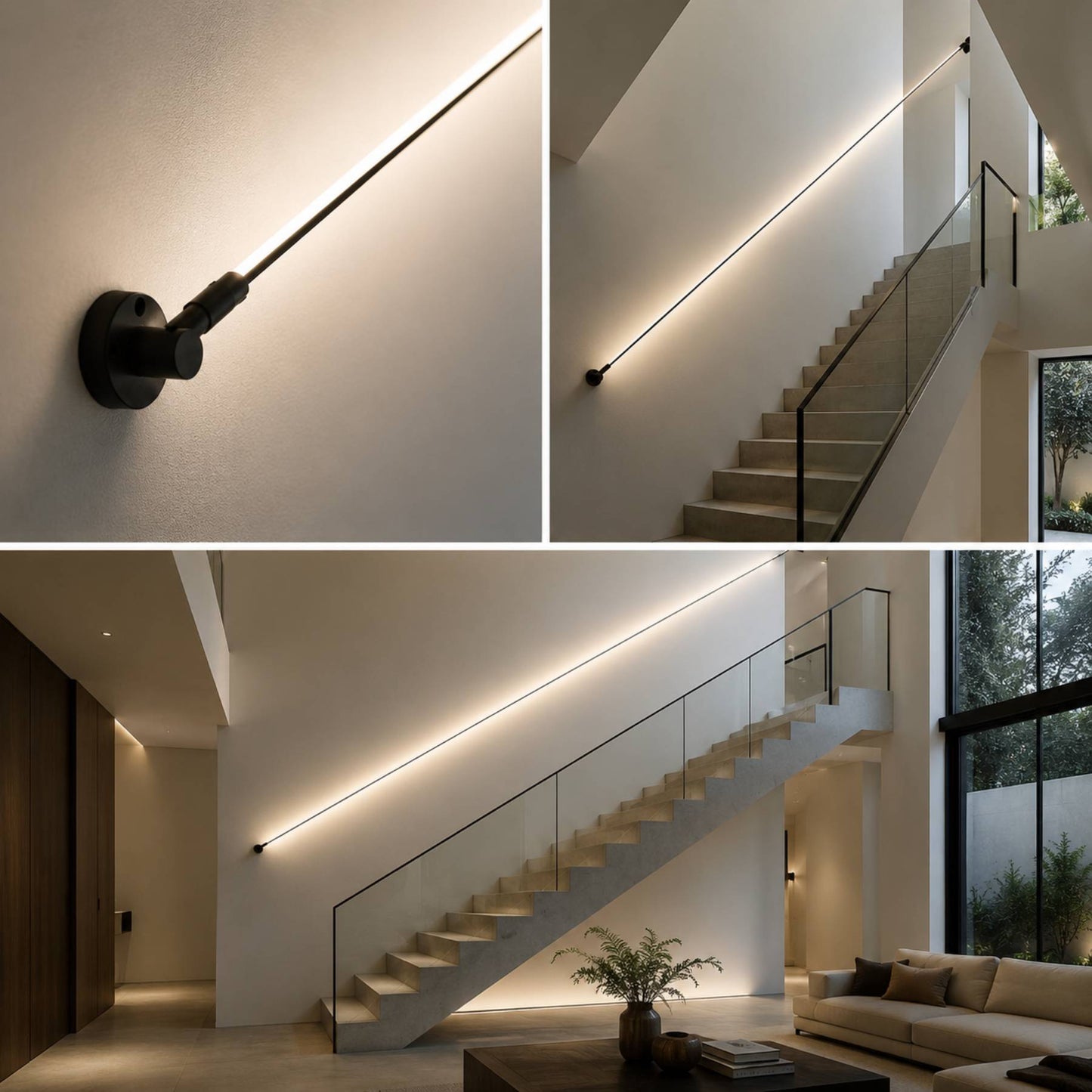 Luminaria Linear Tensionada LED de Parede Preta ate 10m