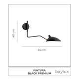 Arandela de Parede Aranha Preta Articulável 65 cm