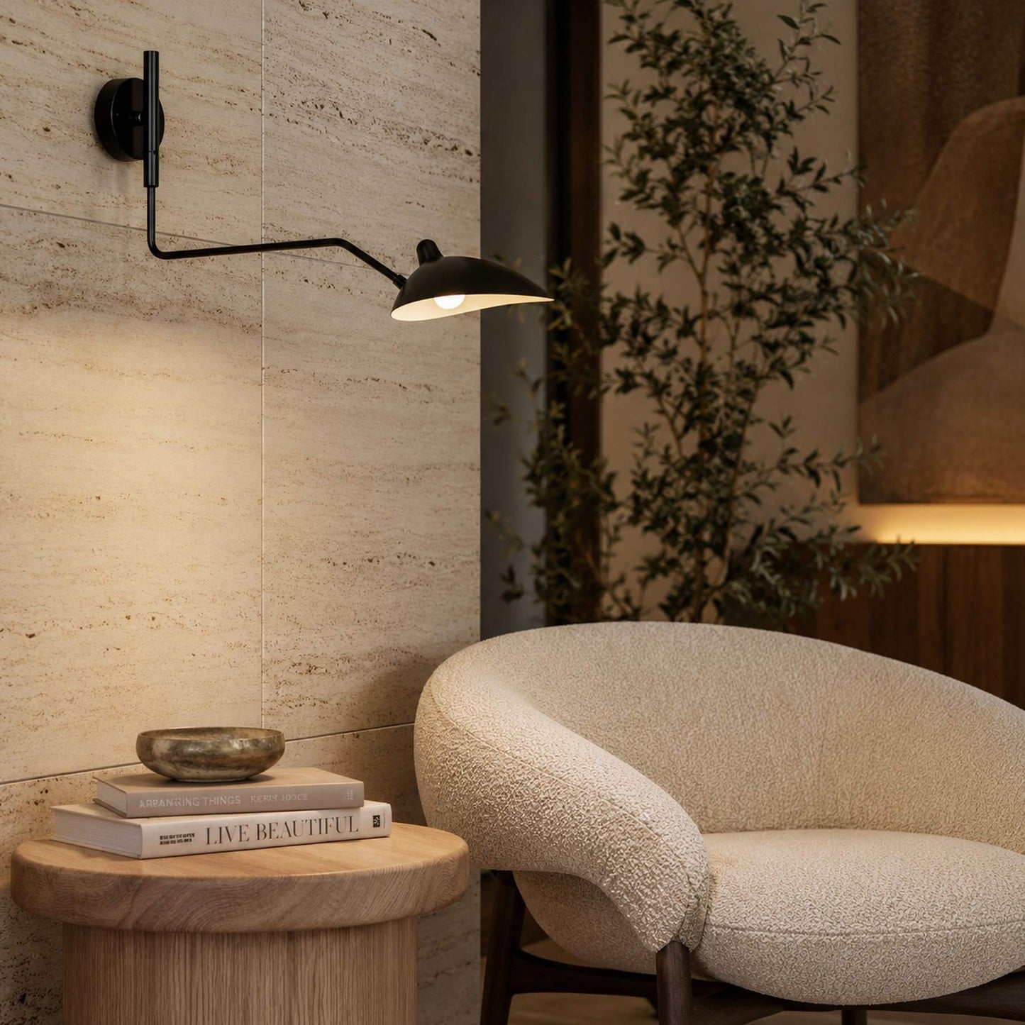 Arandela LED de Parede Preta Articulada 65cm