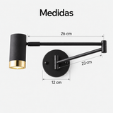 Arandela articulada preta — medidas sem frase