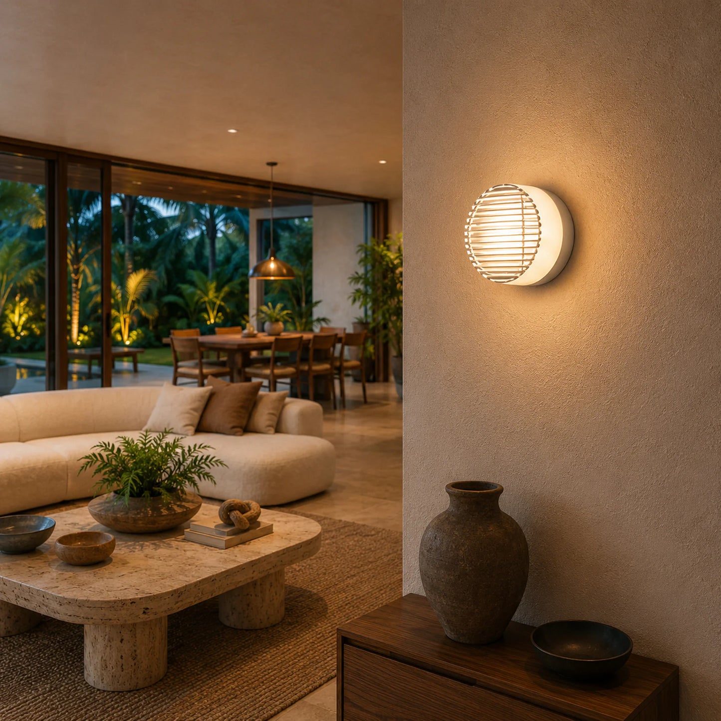 Arandela Redonda LED Prisma | Prata e Acrílico