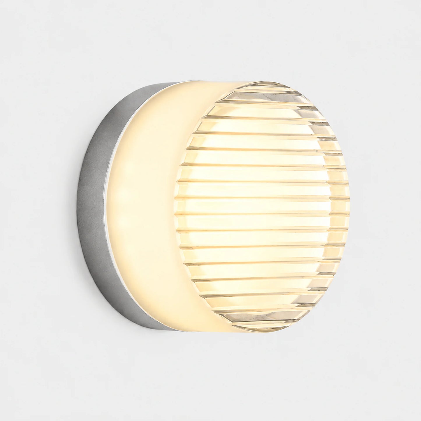 Arandela Redonda LED Prisma | Prata e Acrílico