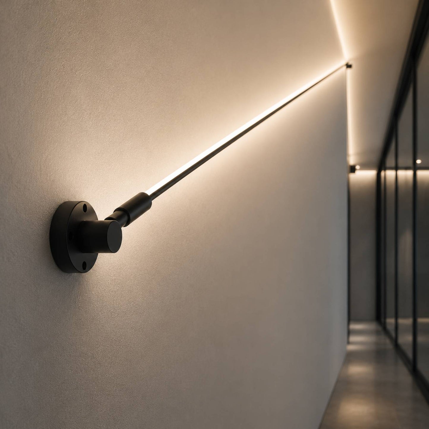 Luminaria Linear Tensionada LED de Parede Preta ate 10m