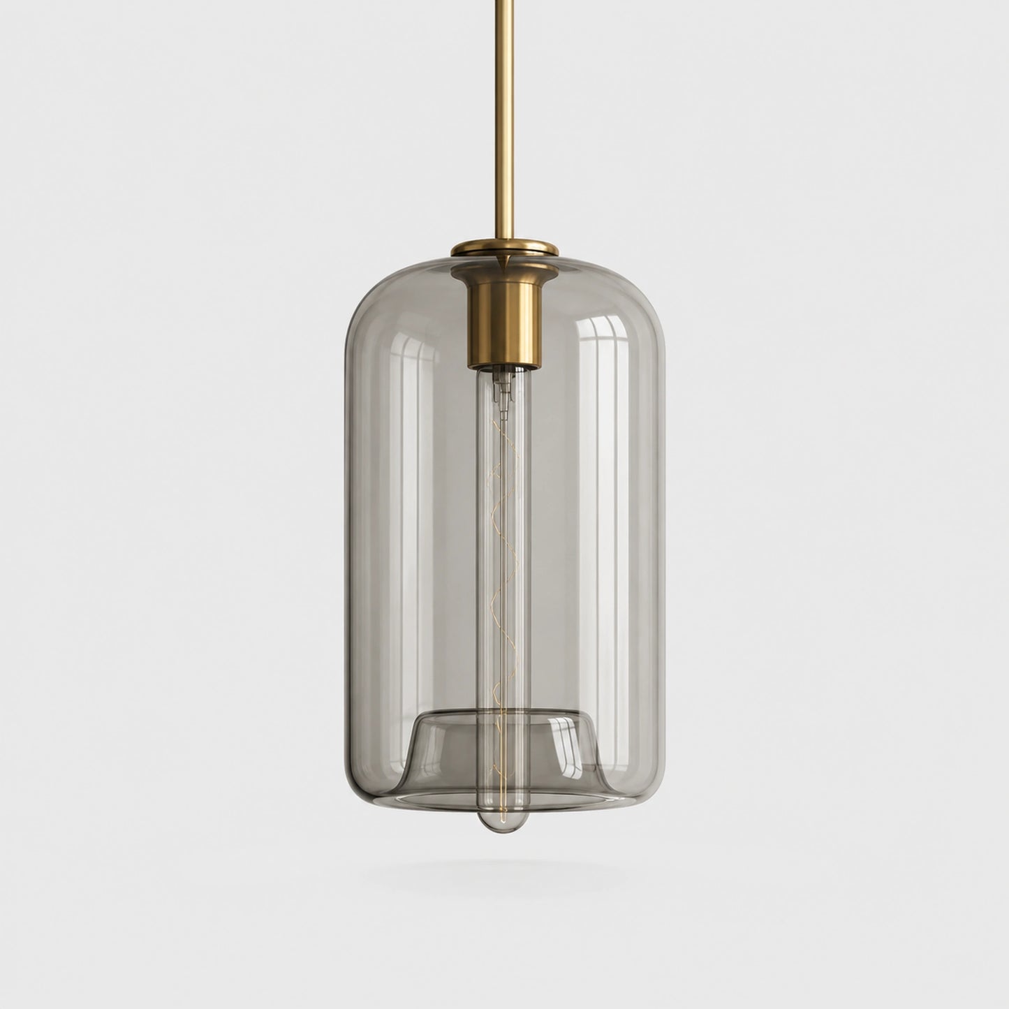 Luminária Pendente Cilíndrica Âmbar 18 cm | Metal Dourado