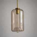 Luminária Pendente Cilíndrica Âmbar 18 cm | Metal Dourado