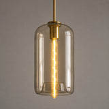 Luminária Pendente Cilíndrica Âmbar 18 cm | Metal Dourado