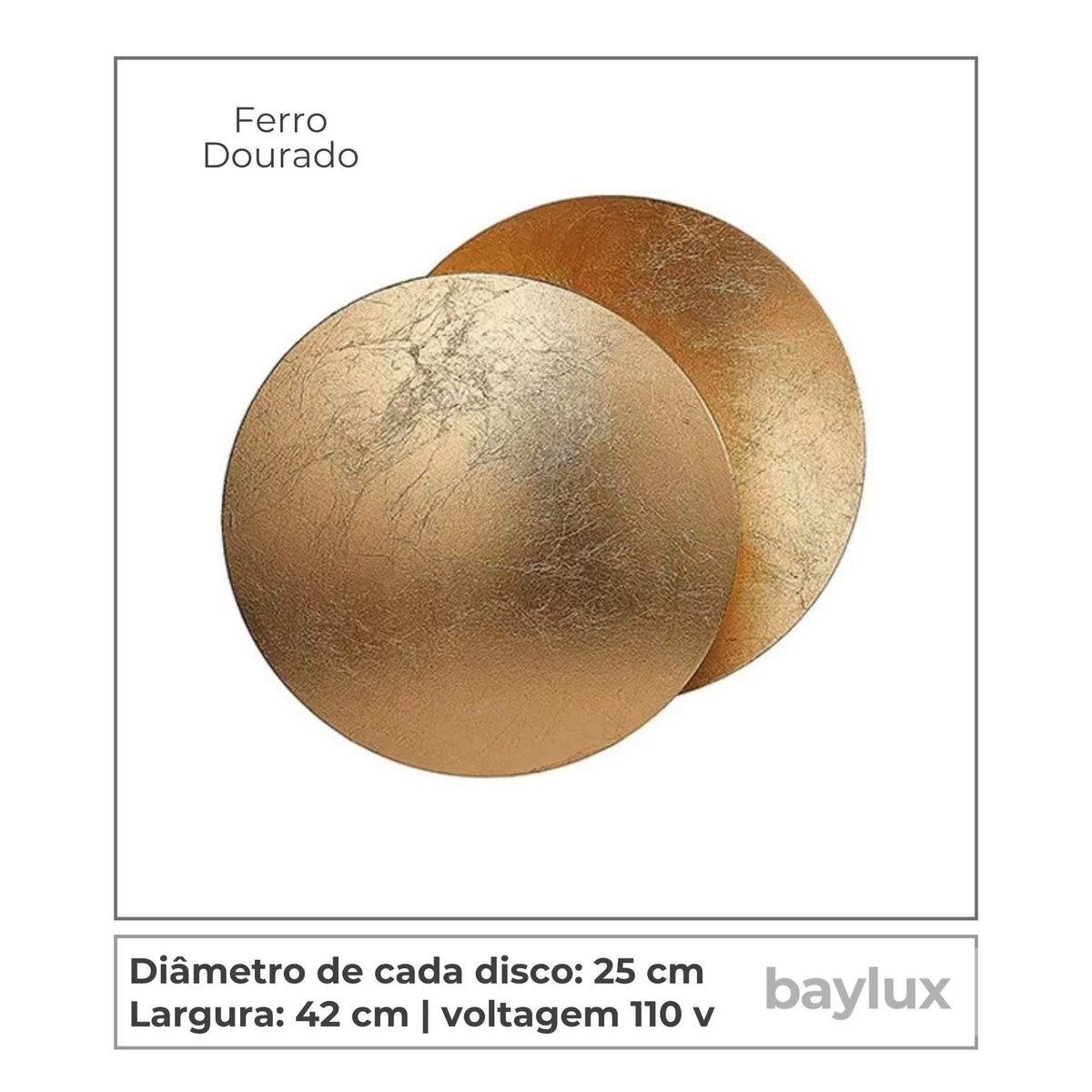 Medidas da Arandela Eclipse dourada