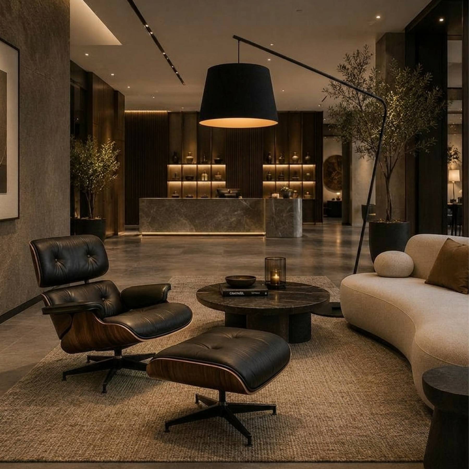 Luminária de Chão Copenhagen em ambiente contemporâneo