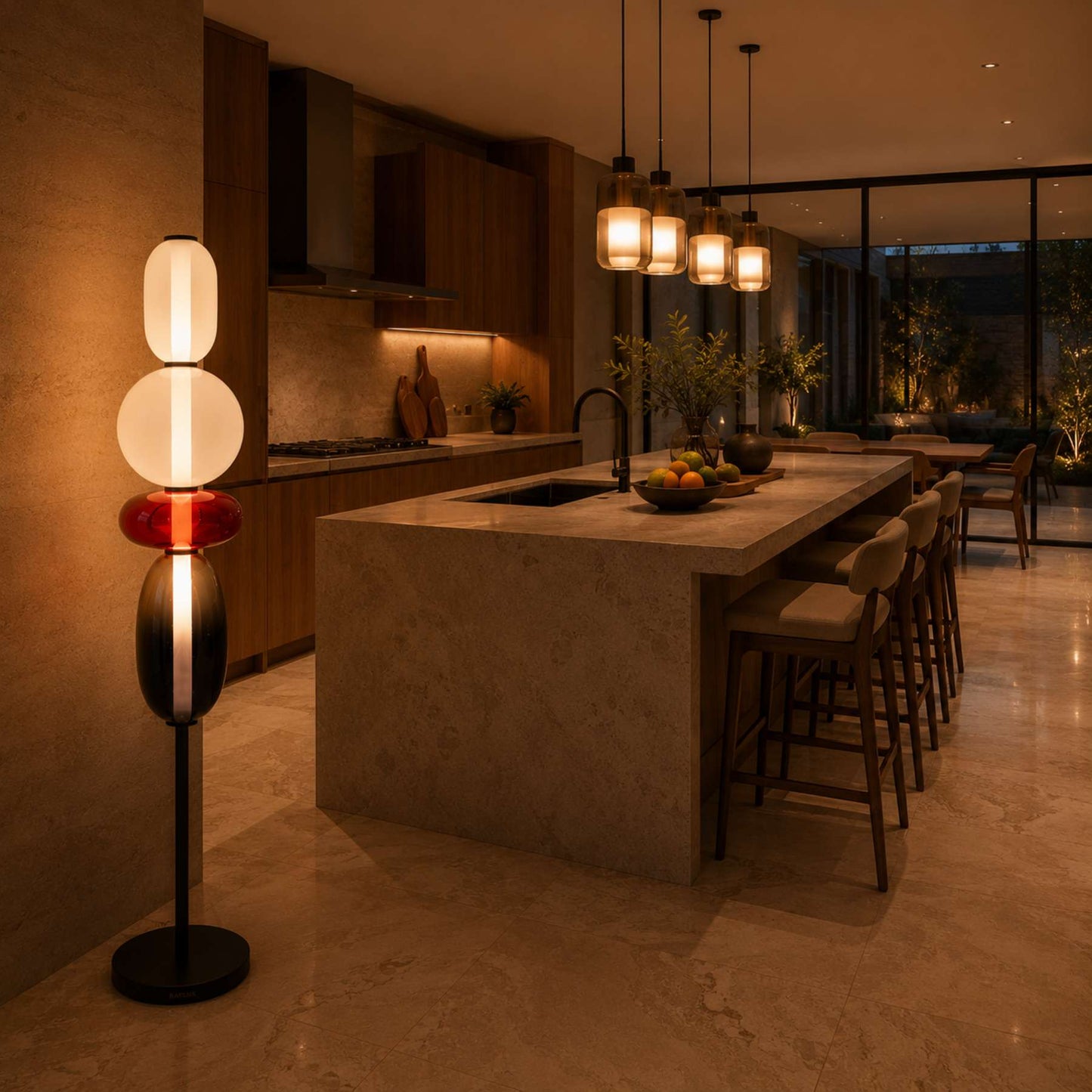 Luminária de Chão Verona | Design Escultural em Vidro Colorido