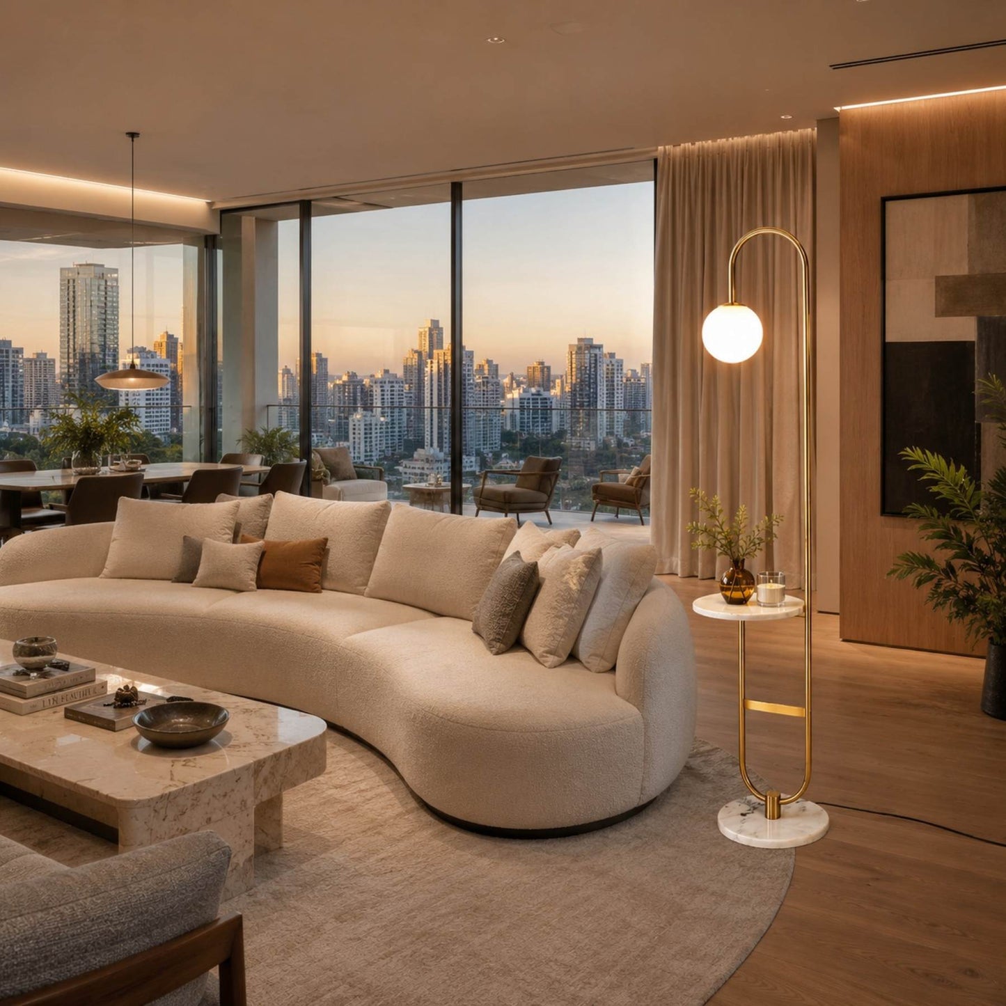 Luminária de Chão Bella com Mesa Lateral | Design Funcional e Sofisticado