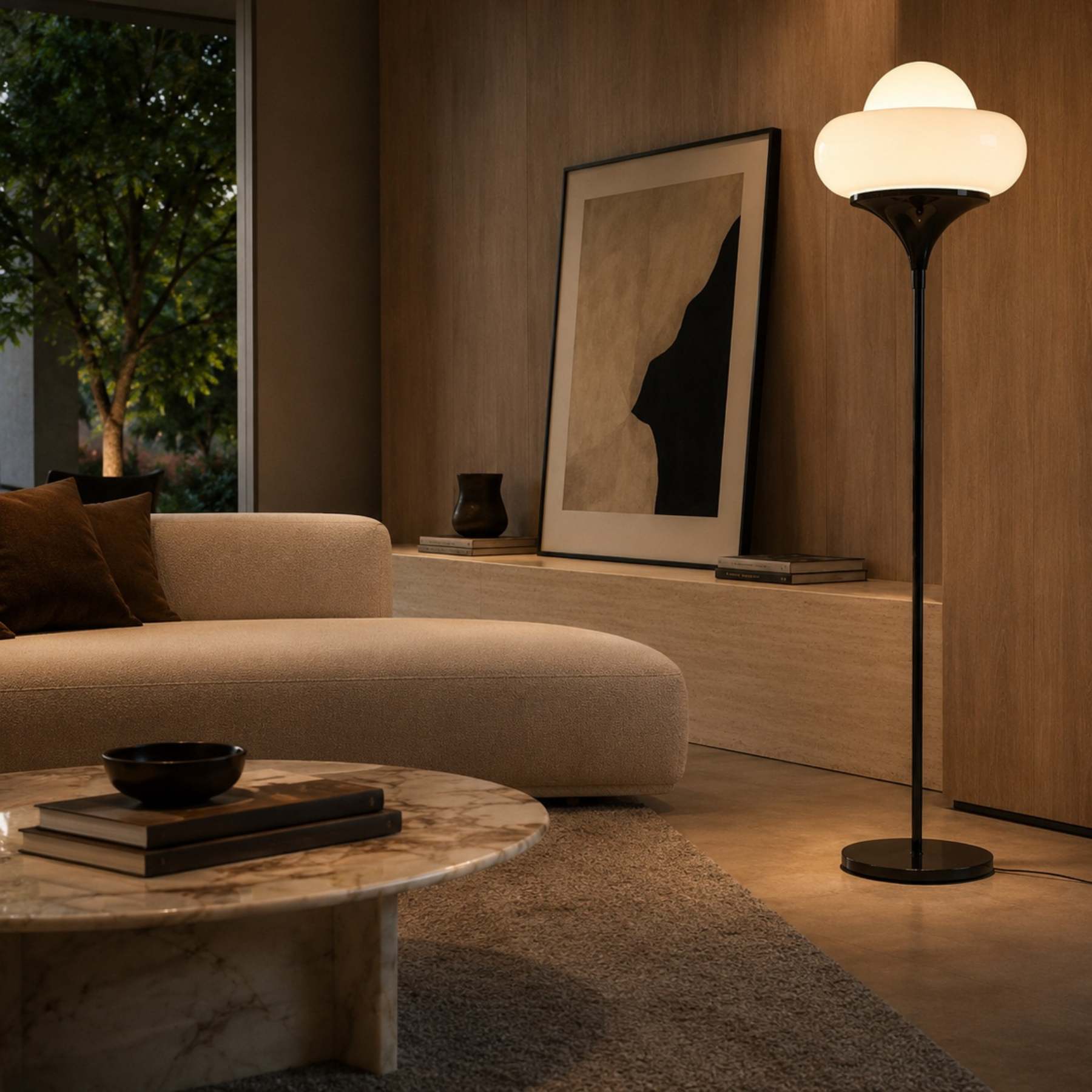 Luminária de Chão Bauhaus em ambiente contemporâneo