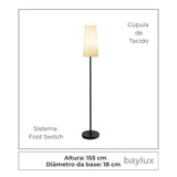 Luminária de Chão Siena | Minimalismo Atemporal em Tecido e Metal