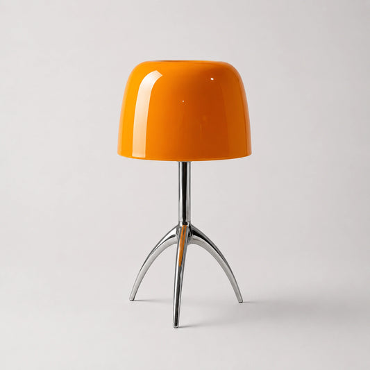 Luminária de Mesa Lumière Laranja | Vidro e Base Cromada