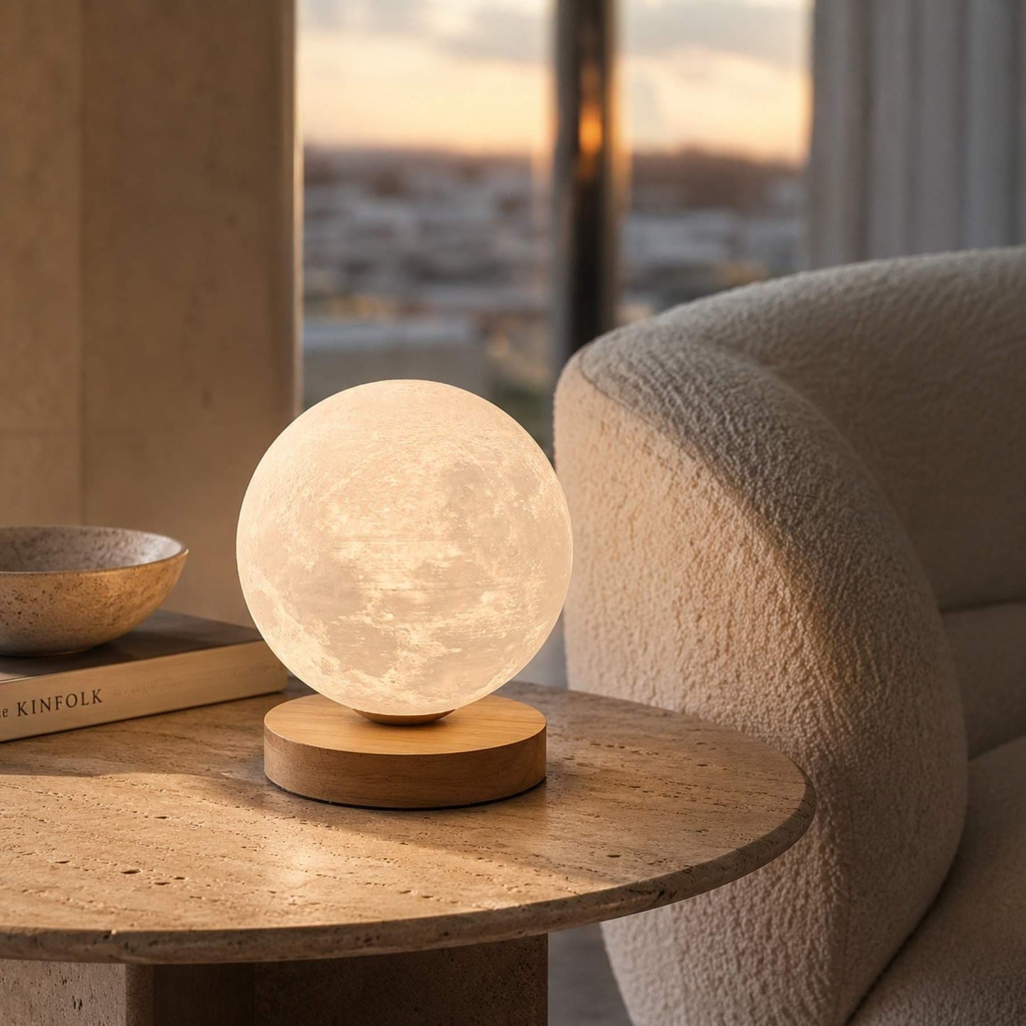Luminária de Mesa Lua 3D LED