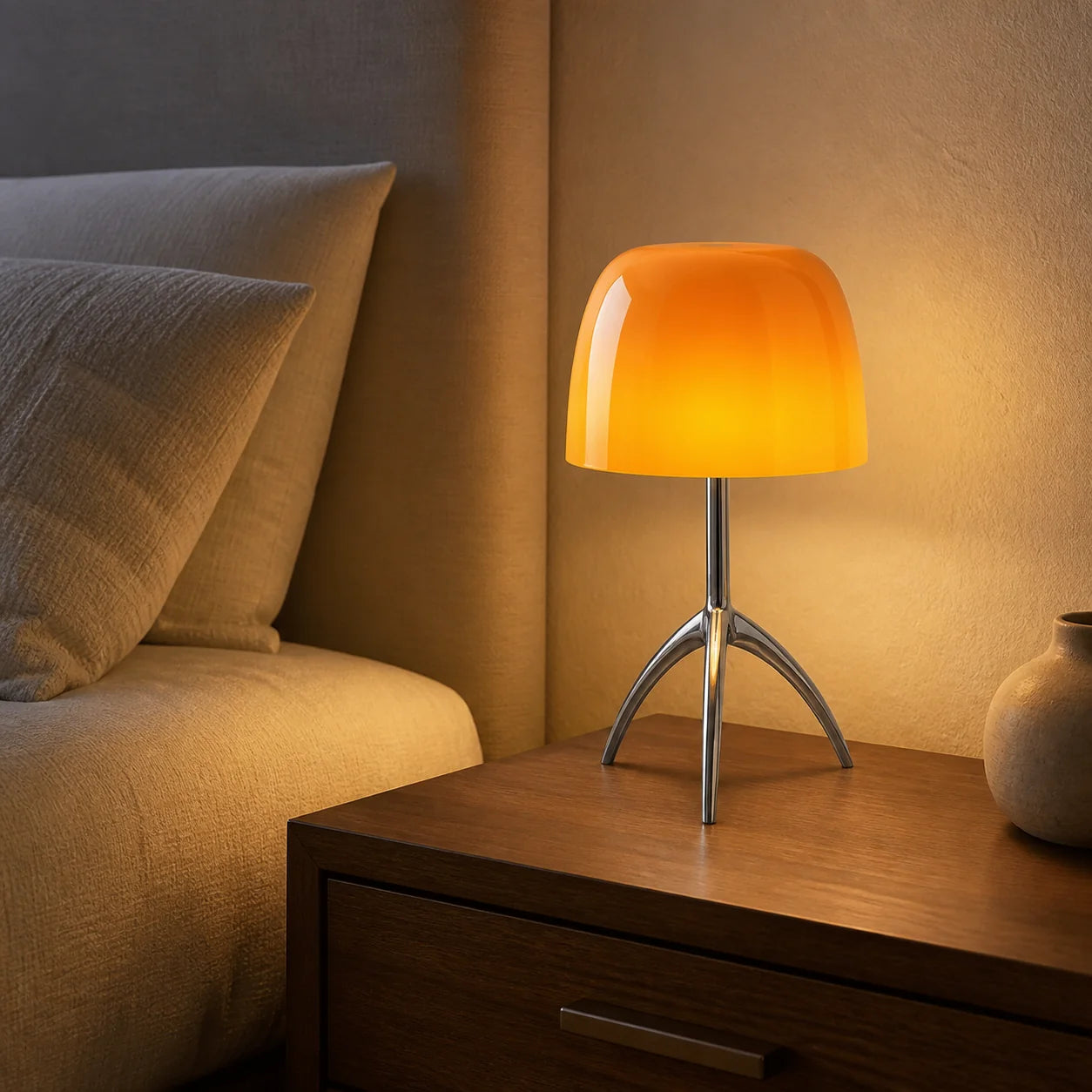 Luminária de Mesa Lumière Laranja no quarto