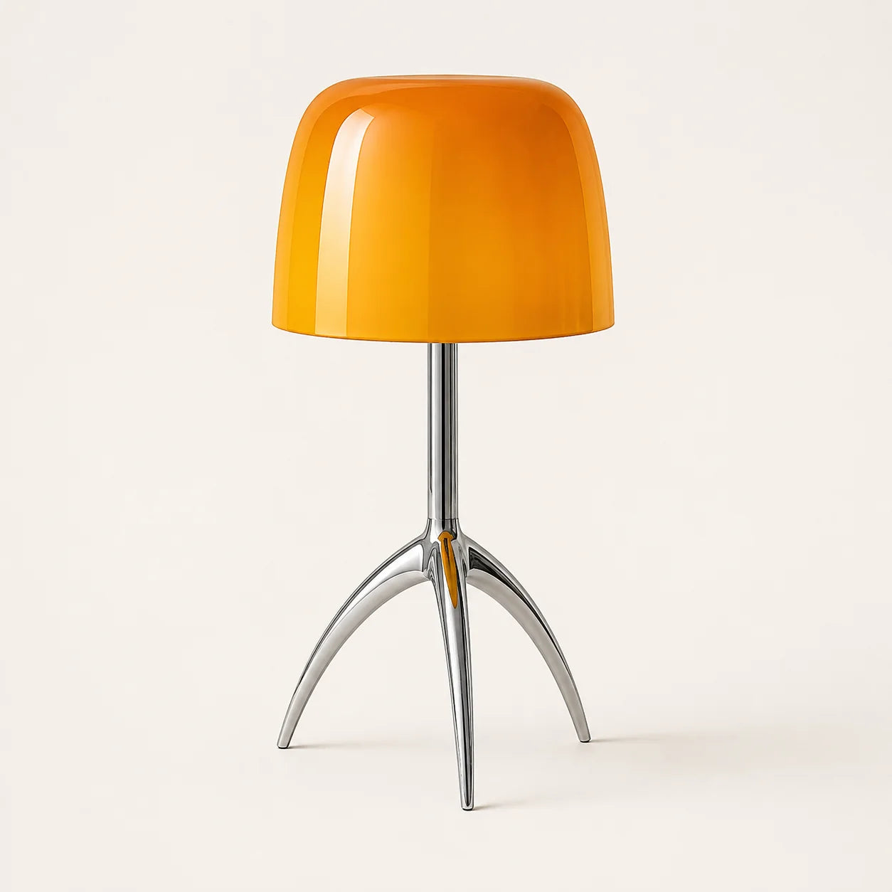 Luminária de Mesa Lumière Laranja | Vidro e Base Cromada