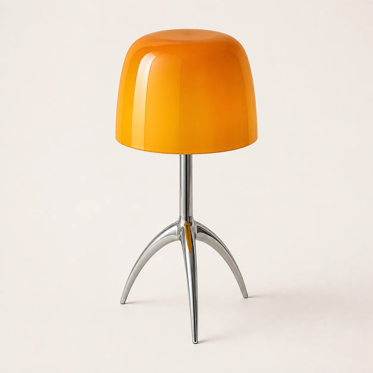 Luminária de Mesa Lumière Laranja | Vidro e Base Cromada