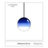 Luminária de Teto Pendente de Vidro Azul Ori Baylux