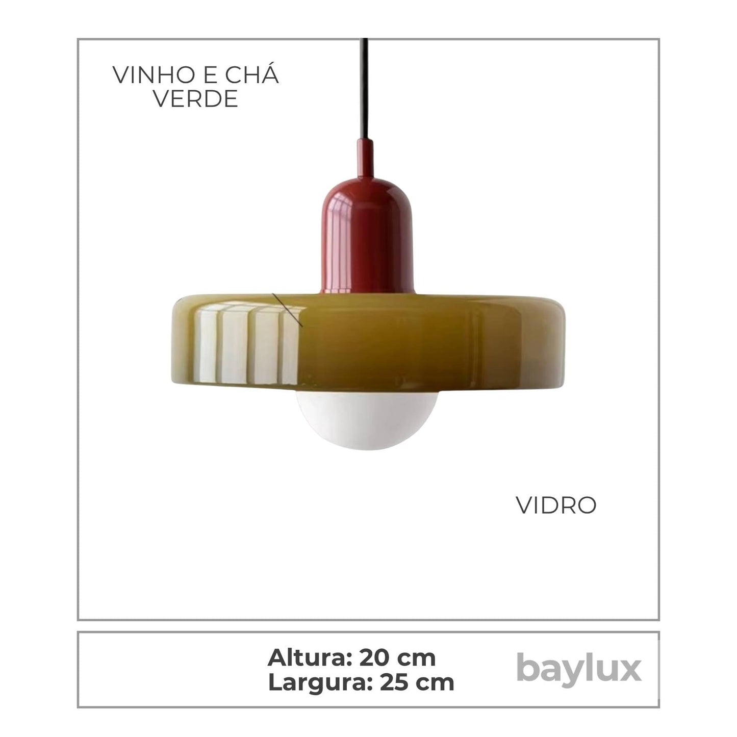 Luminária de Teto Pendente de Vidro Verde Zen