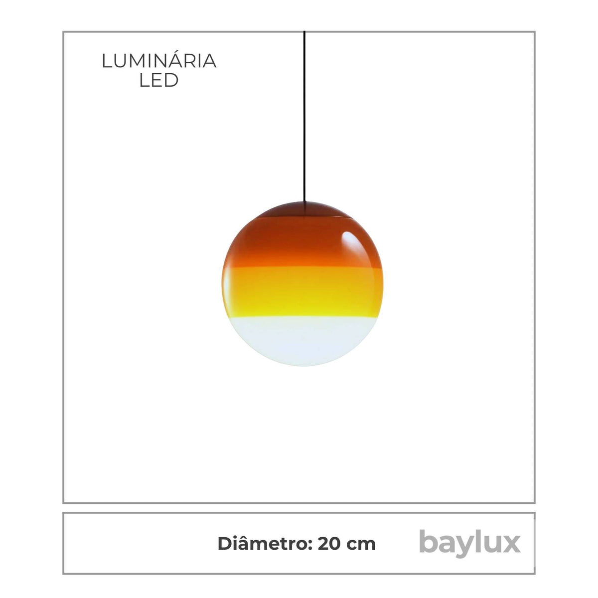 Medidas da Luminária Pendente Ori Amarela
