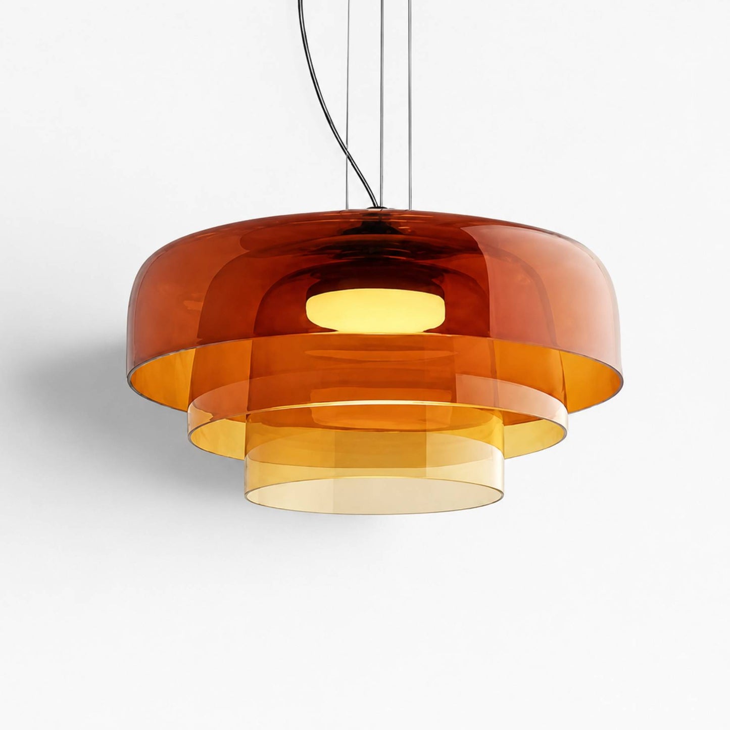 Luminária de Teto Pendente LED Camadas de Vidro Laranja Vitre