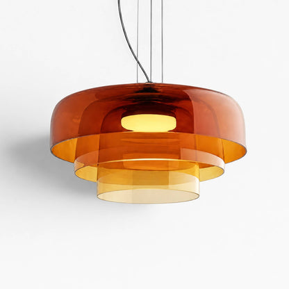 Luminária de Teto Pendente LED Camadas de Vidro Laranja Vitre