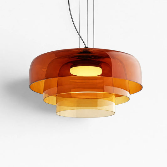Luminária de Teto Pendente LED Camadas de Vidro Laranja Vitre