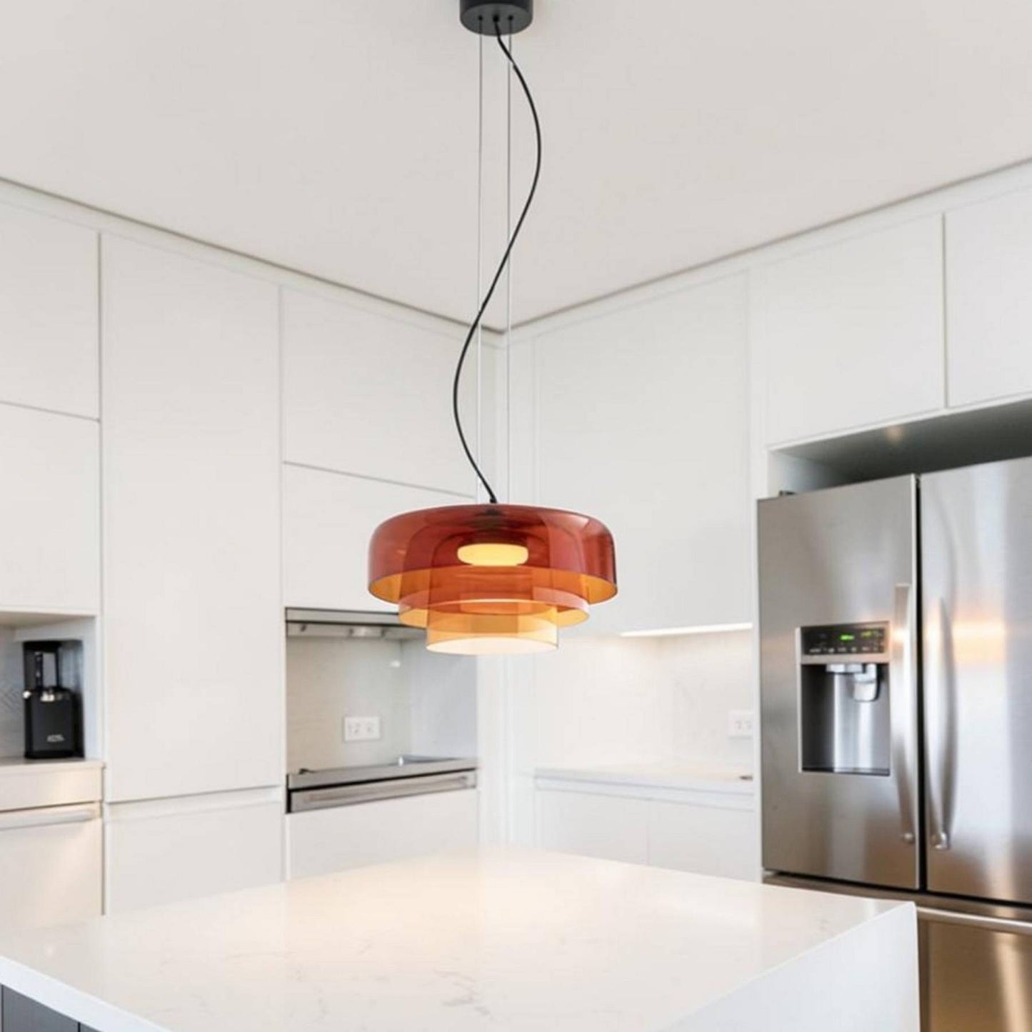 Luminária de Teto Pendente LED Camadas de Vidro Laranja Vitre