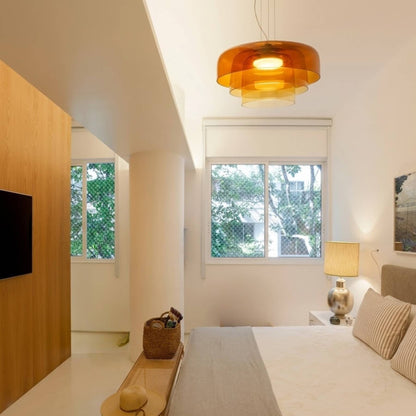 Luminária de Teto Pendente LED Camadas de Vidro Laranja Vitre