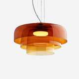 Luminária de Teto Pendente LED Camadas de Vidro Laranja Vitre