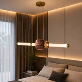 Luminária Pendente LED Dourada Lux 100 cm