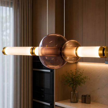 Luminária de Teto Pendente LED Vidro Metal Lux